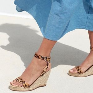 NWT Loeffler Randall Parker Leopard Wedge Sandals - Sz 38